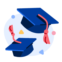 Illustration of two grad caps