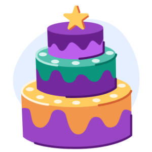 An illustration of a celebratory cake.