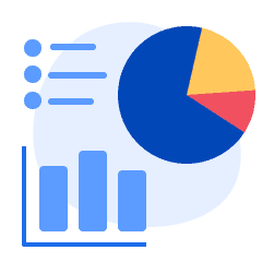 An illustration of a pie chart, line graph, and bar graph. 