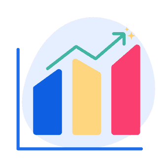 An illustrated bar and line chart trending upwards and to the right.