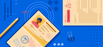 Illustration of passport and study permit