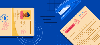 Illustration of passport and study permit
