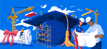Illustration of people building a better future