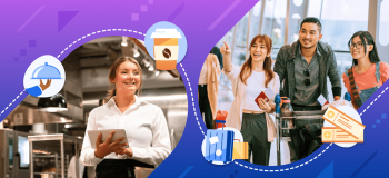 Two photos representing why students should study hospitality in Australia--the first of a young smiling woman working in a kitchen, and the second photo being another young woman directing two people in a hospitality setting.