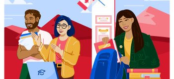 An illustration of student's in a classroom in Canada.