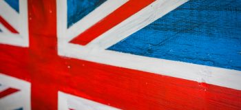 Union Jack flag painted on wood